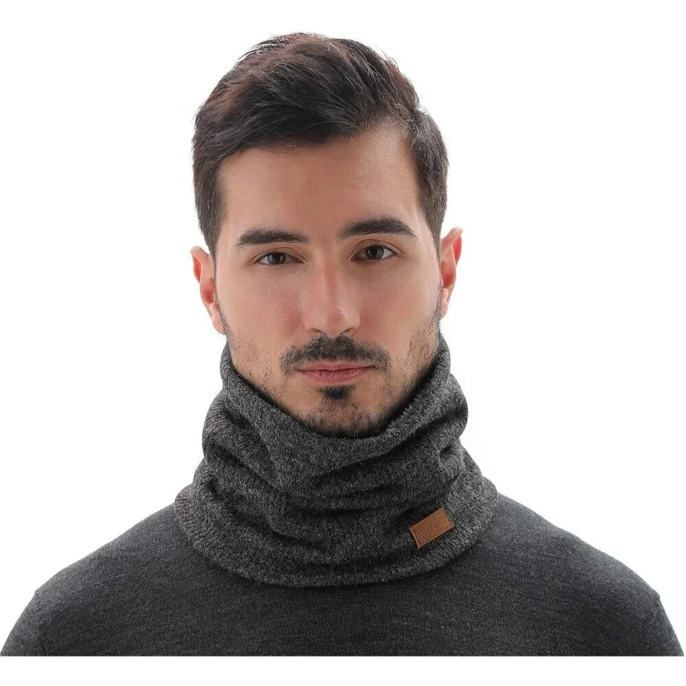 Men's Black Grey Red Winter Ski Neck Gaiter Face Scarf Fleece Windproof Scarves
